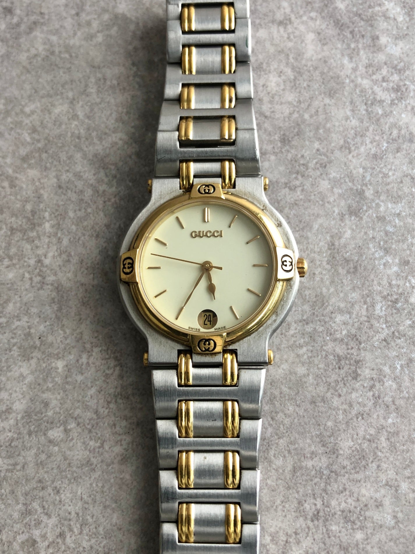 GUCCI Watch Silver×Gold 9000M Vintage tzfvjs