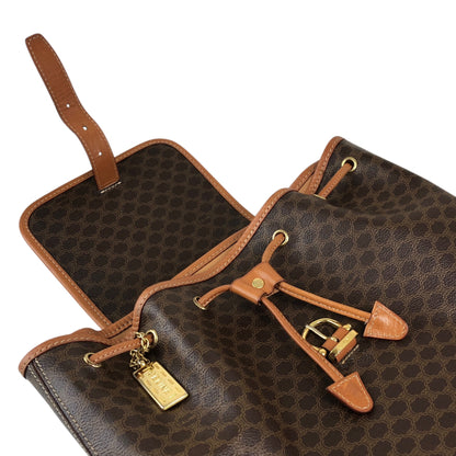 CELINE Macadam Front Buckle Backpack Brown Vintage 22b6rx