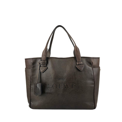 LOEWE Logo Embossed Handbag Totebag Brown Vintage faniey