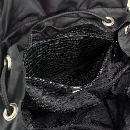 PRADA Tessuto Triangle Logo Double Pocket Backpack Black Vintage 8fef48