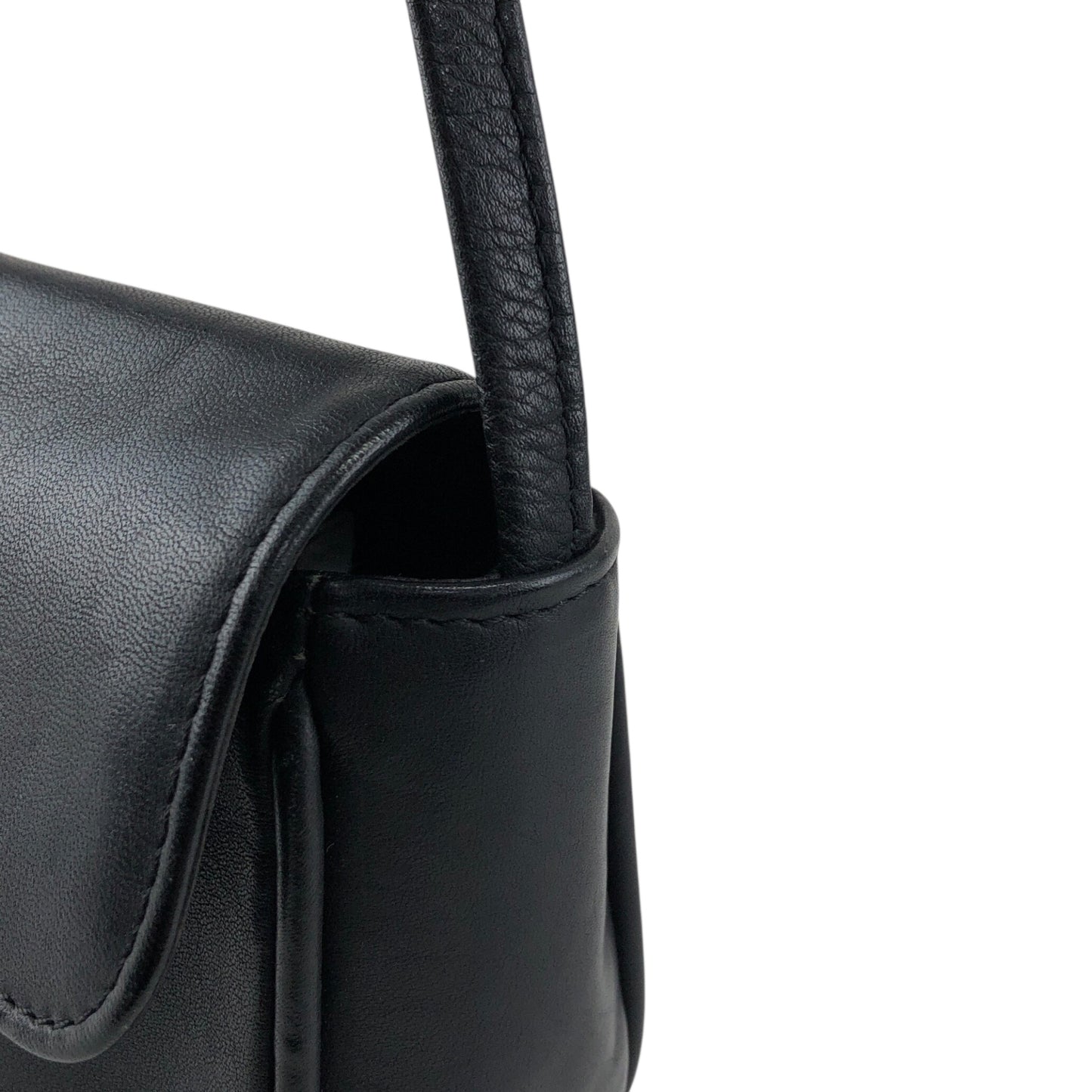 Christian Dior CD Logo Embossed Small Shoulder bag Black Vintage ee2nsk
