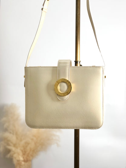 CELINE Circle Logo Shoulder bag White Vintage vxg2uf