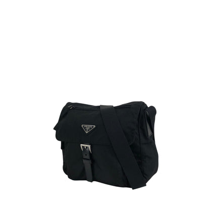 PRADA Tessuto Triangle Logo Shoulder bag Black Vintage p4wsch