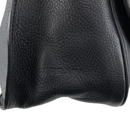 PRADA Logo Embossed Front Buckle Shoulder bag Black Vintage u2jbxr