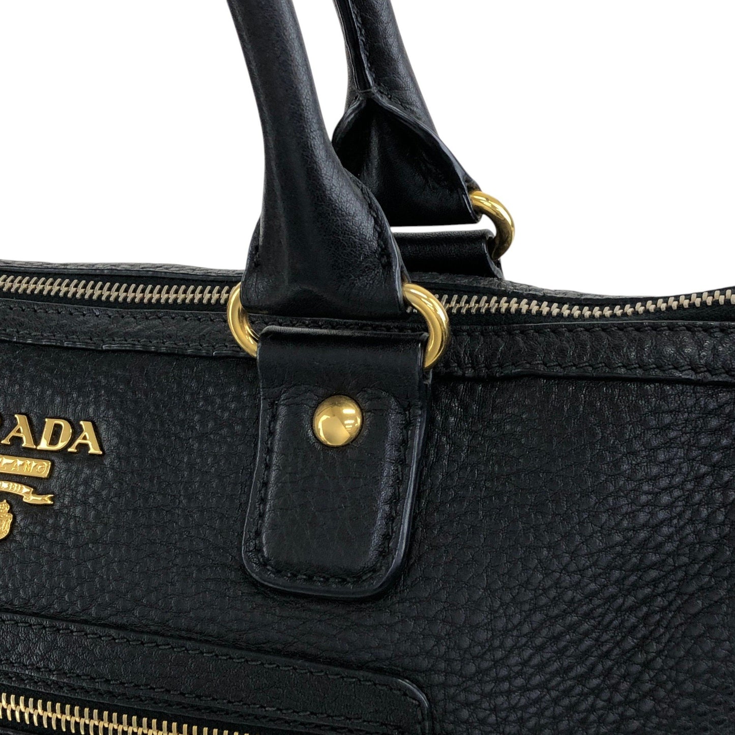 PRADA Logo Two-way Small Boston bag Shoulder bag Black Vintage h5k5fy