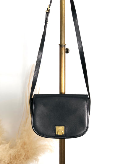 CELINE Gancini Shoulder bag Black Vintage b3ugaa