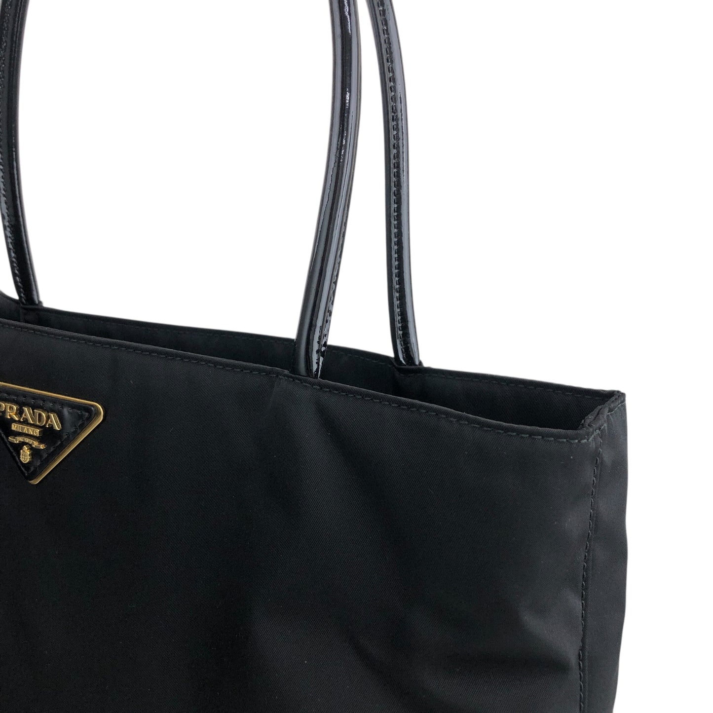 PRADA Tessuto Logo Handbag Black Vintage cmchvi