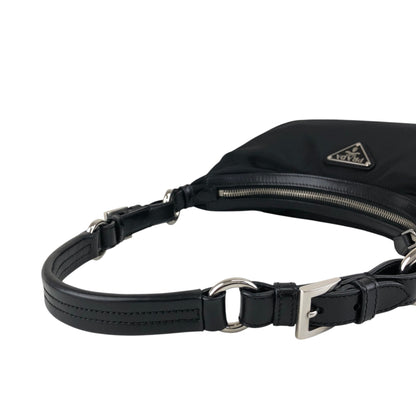 PRADA Triangle Logo Shoulder bag Hobobag Black Vintage cpgmii