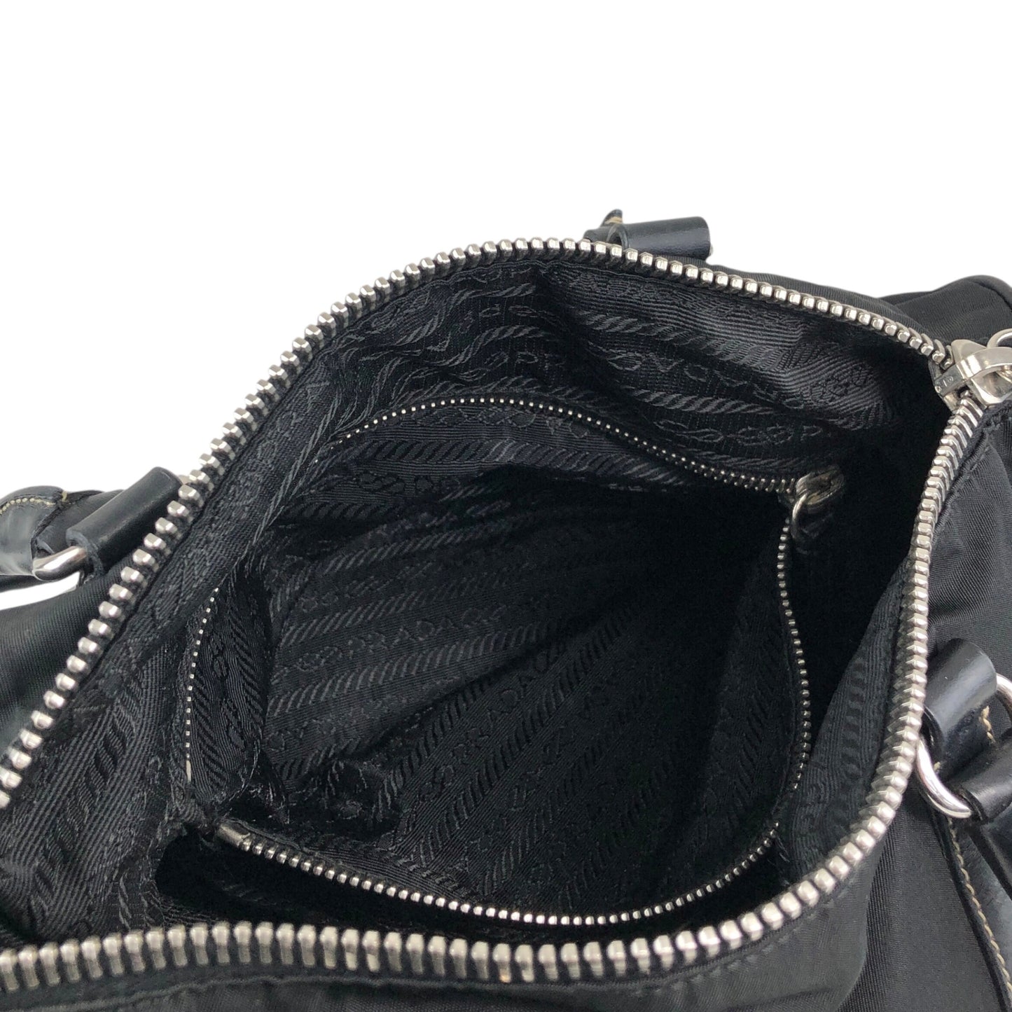 PRADA Triangle Logo Small Boston bag Handbag Black Vintage ixt5hp