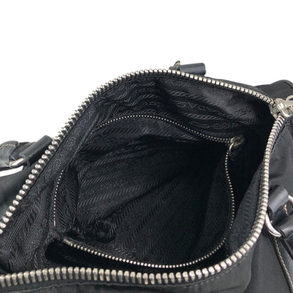 PRADA Triangle Logo Small Boston bag Handbag Black Vintage ixt5hp