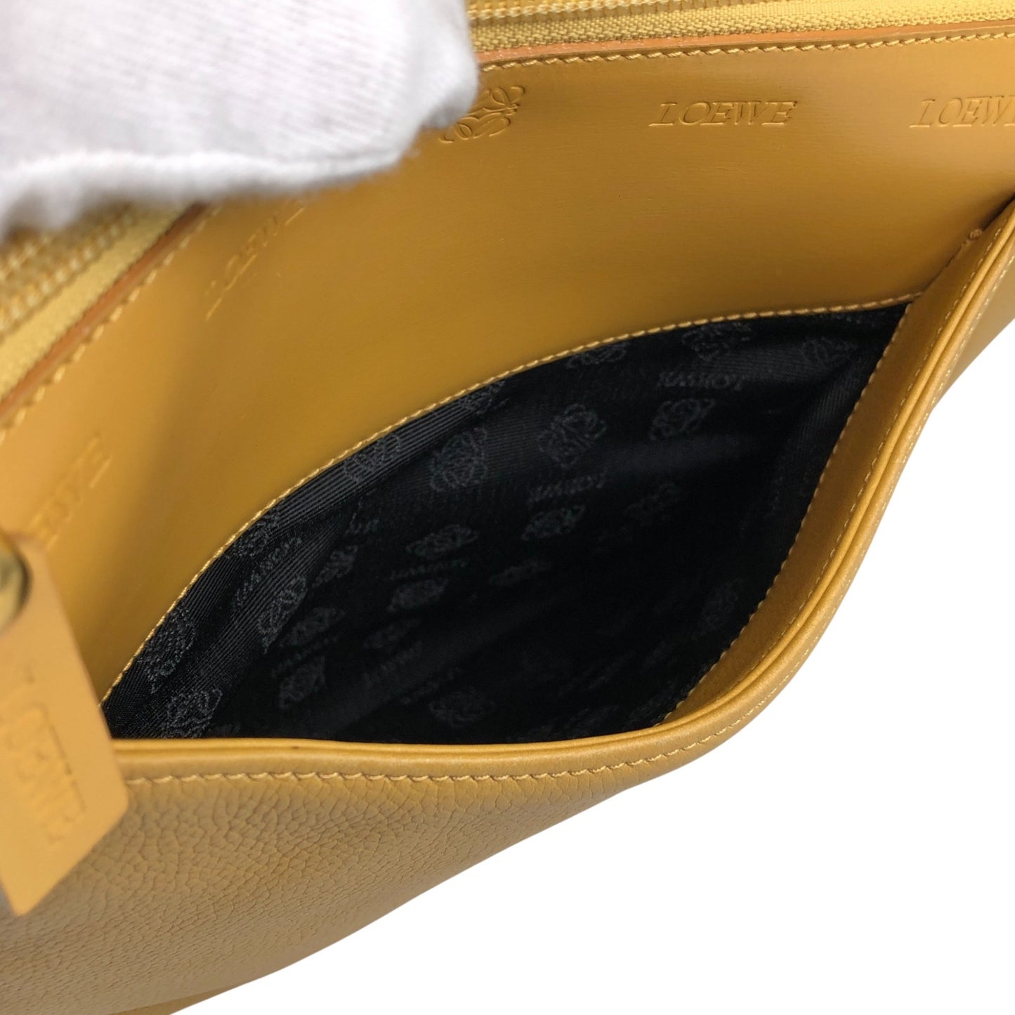 LOEWE Logo Embossed Shoulder bag Yellow Vintage uwdr5a