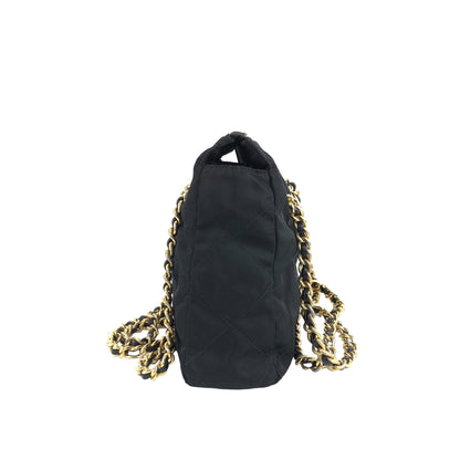 PRADA Triangle Logo Chain Shoulder bag Black Vintage bzay2y