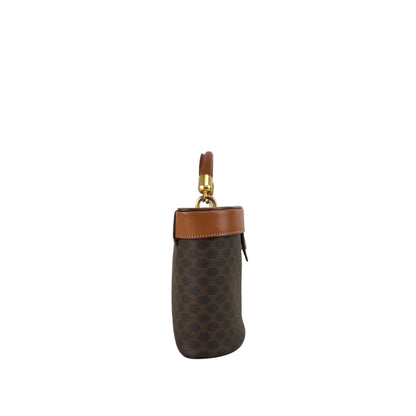 CELINE Macadam Triomphe Two-way Shoulder bag Vanity bag Brown Vintage tbvwcr