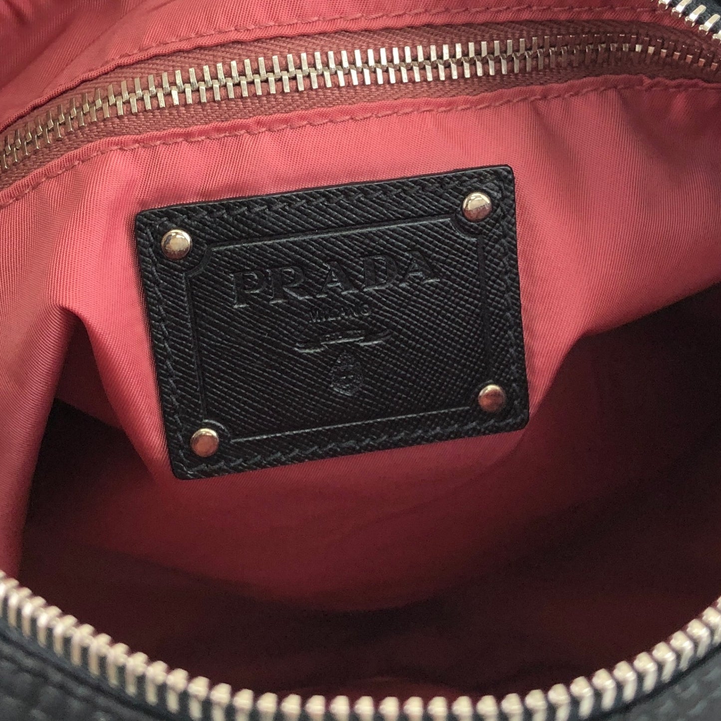 PRADA Logo Shoulder bag Black Vintage tab5kh