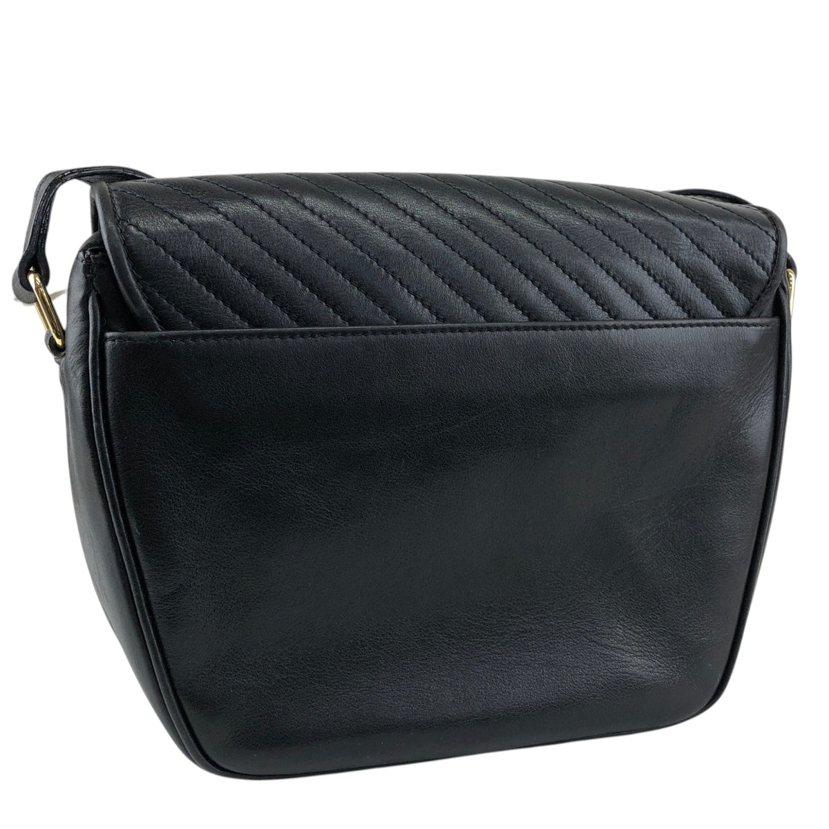 CELINE Blason Bias Stitch Shoulder bag Black Vintage hbufuu