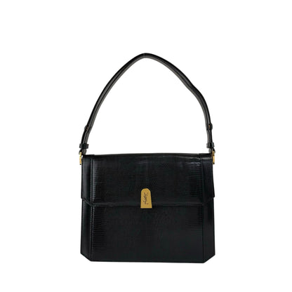 Yves Saint Laurent YSL Logo Shoulder bag Black Vintage 8mrrci