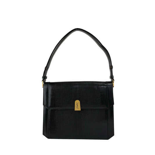 Yves Saint Laurent YSL Logo Shoulder bag Black Vintage 8mrrci