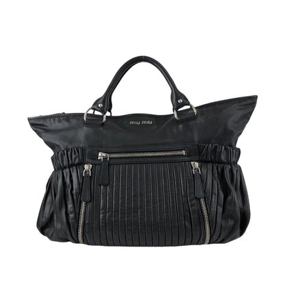 miumiu Front Zipper Handbag Totebag Black Vintage fx4ann