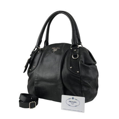 PRADA Logo Two-way Handbag Shoulder bag Black Vintage te623t