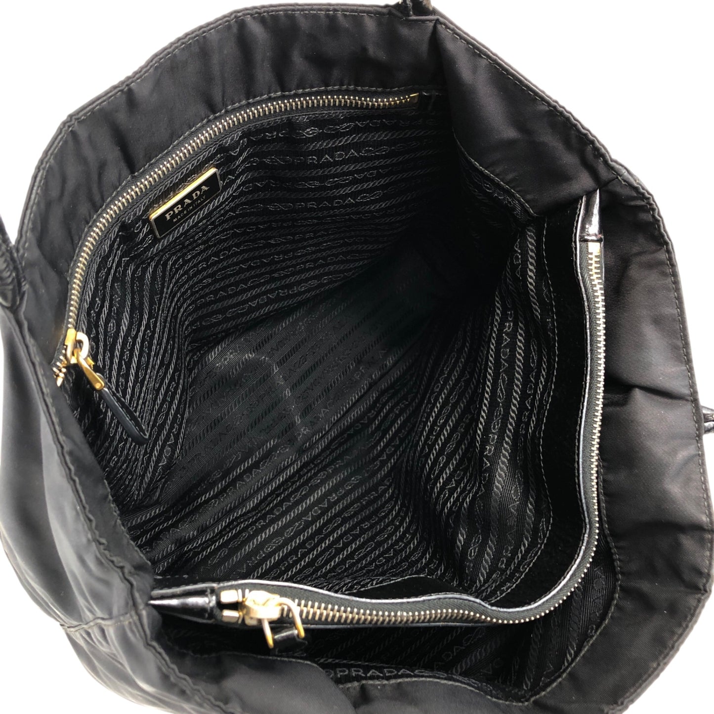 PRADA Tessuto Triangle Logo Handbag Black Vintage yiktvs