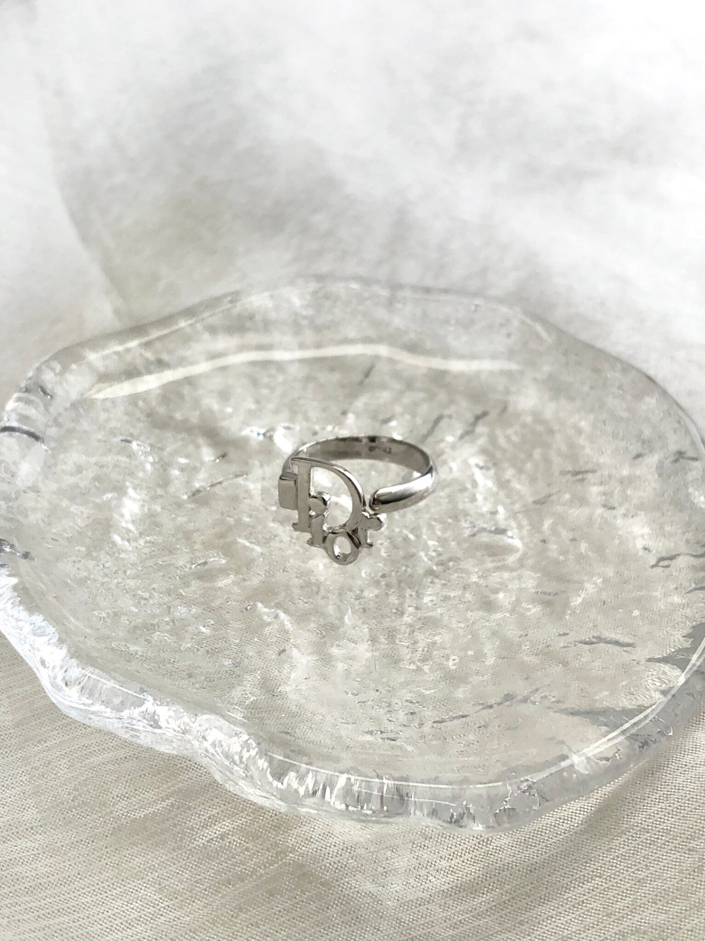 Christian Dior Logo  Motif Ring Silver Vintage mdau5a