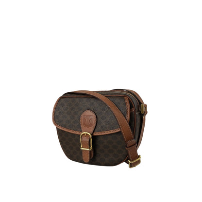 CELINE Macadam Blason Front Buckle Shoulder bag Brown Vintage 6tcy32