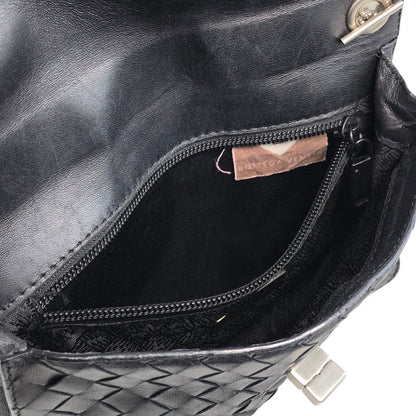 Bottega Veneta Intrecciato Turn Lock Shoulder bag Black Vintage jk5whm