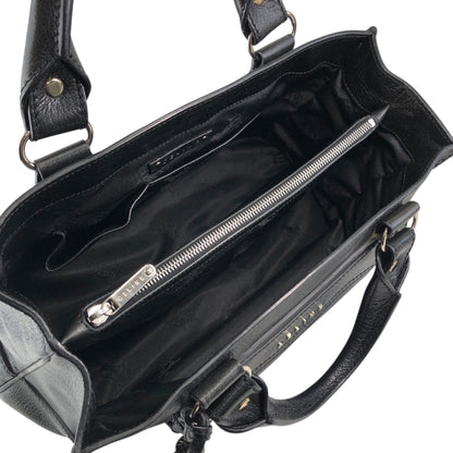 CELINE Horse Carriage Handbag Black Vintage ye36tf