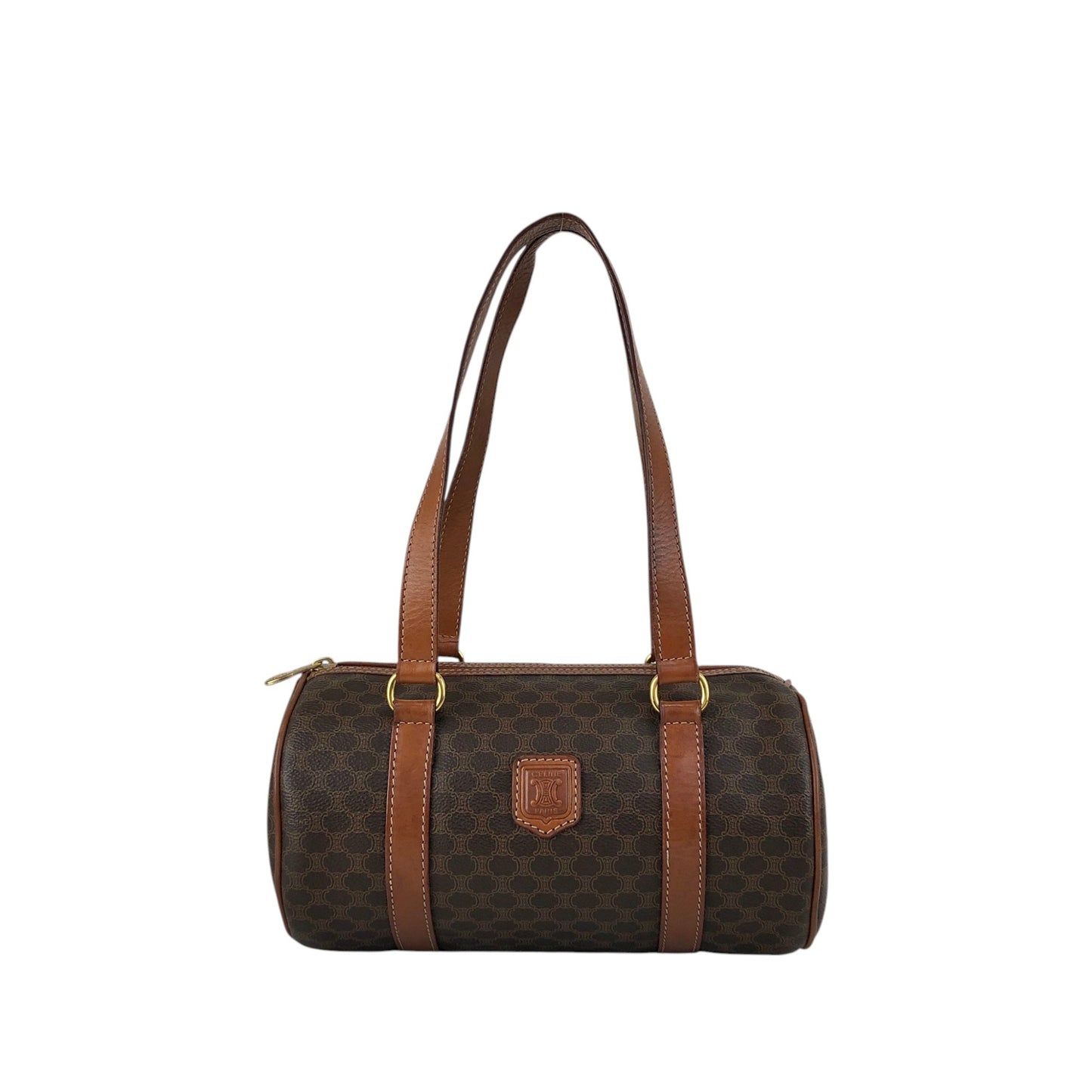 CELINE Macadam Blason Handbag Brown Vintage stij7h