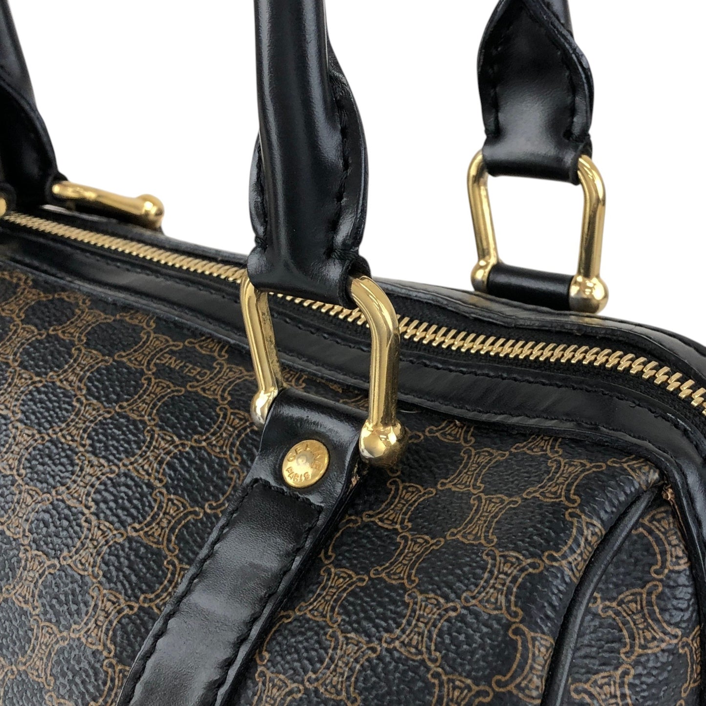 CELINE Macadam Two-way Small Boston bag Shoulder bag Black Vintage mdni2d