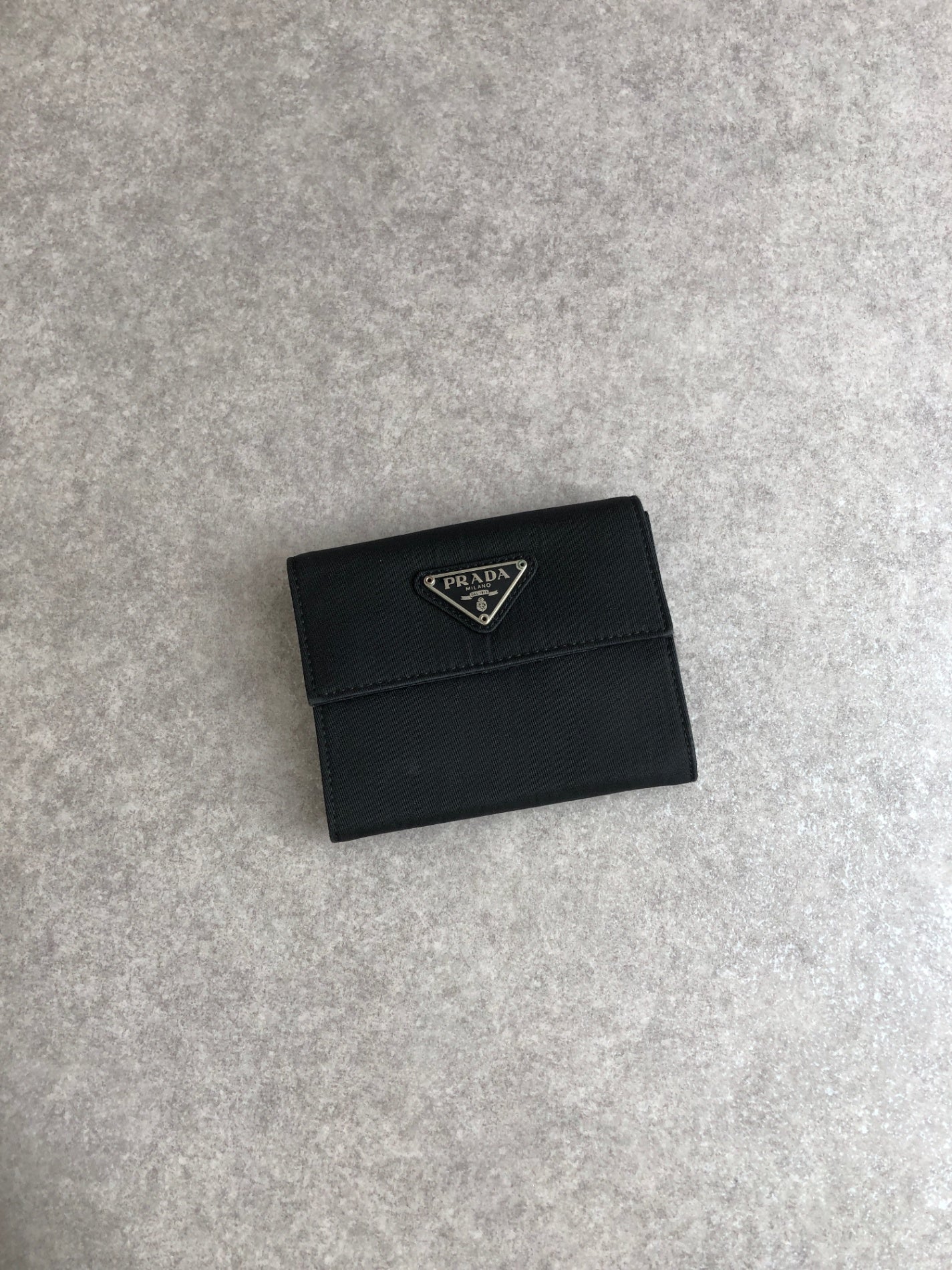 PRADA Tessuto Triangle Logo Coin Purse Black Vintage 5na2pc