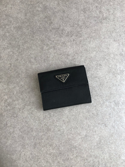 PRADA Tessuto Triangle Logo Coin Purse Black Vintage 5na2pc