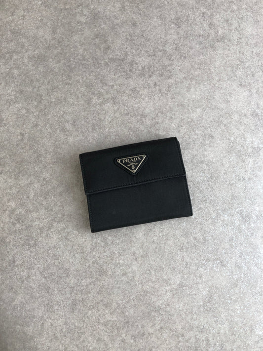PRADA Tessuto Triangle Logo Coin Purse Black Vintage 5na2pc
