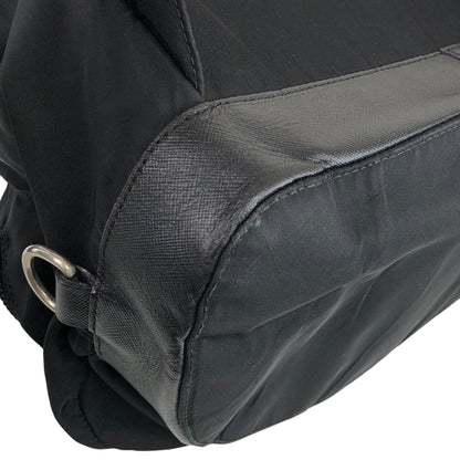 PRADA Triangle Logo Front Belt Double Pocket Backpack Black Vintage 7wppf4