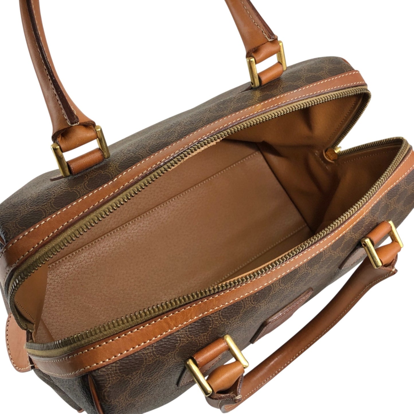 CELINE Macadam Blason Small Boston bag Brown Vintage b7bj7n