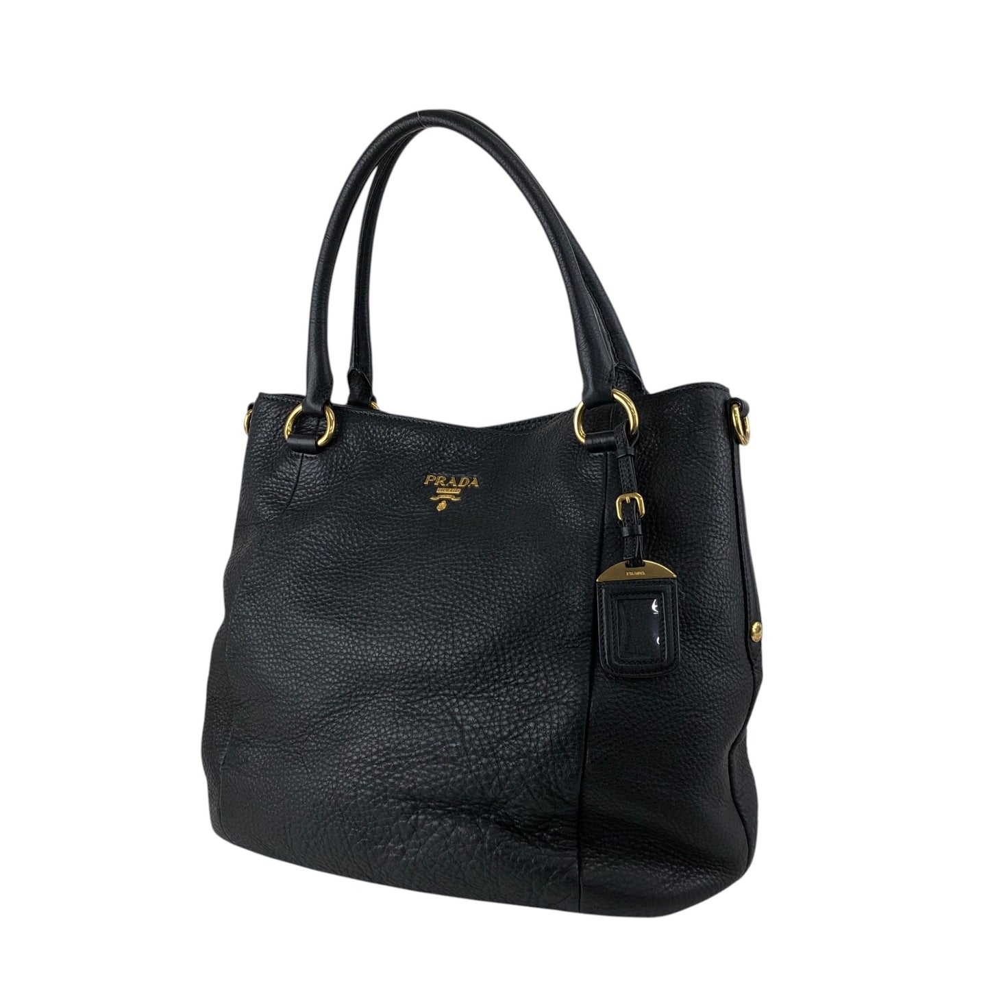PRADA Logo Two-way Handbag Shoulder bag Black Vintage yhj7uy
