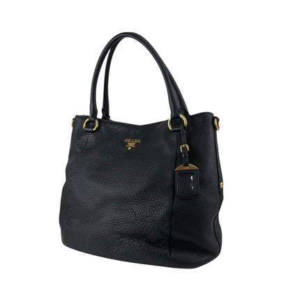 PRADA Logo Two-way Handbag Shoulder bag Black Vintage yhj7uy