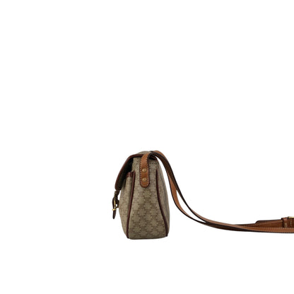 CELINE Macadam Front Buckle  Shoulder bag Beige Vintage hx87nm