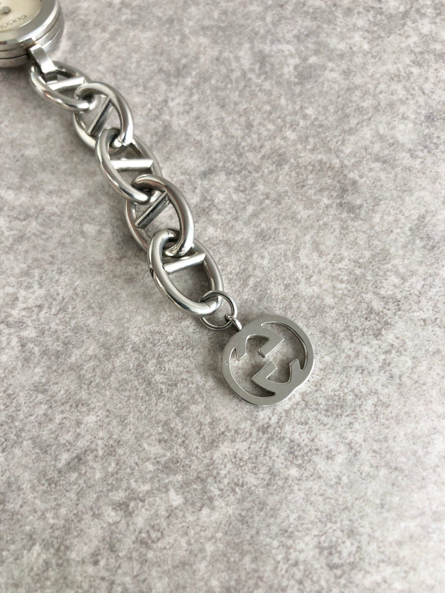 GUCCI Logo Bracelet Watch Silver Vintage 28nhzx