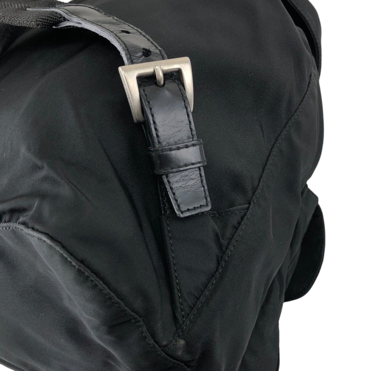PRADA Tessuto Triangle Logo Double Pocket Backpack Black Vintage vjpnrf