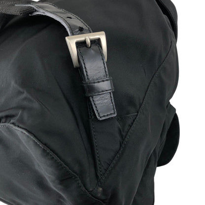 PRADA Tessuto Triangle Logo Double Pocket Backpack Black Vintage vjpnrf