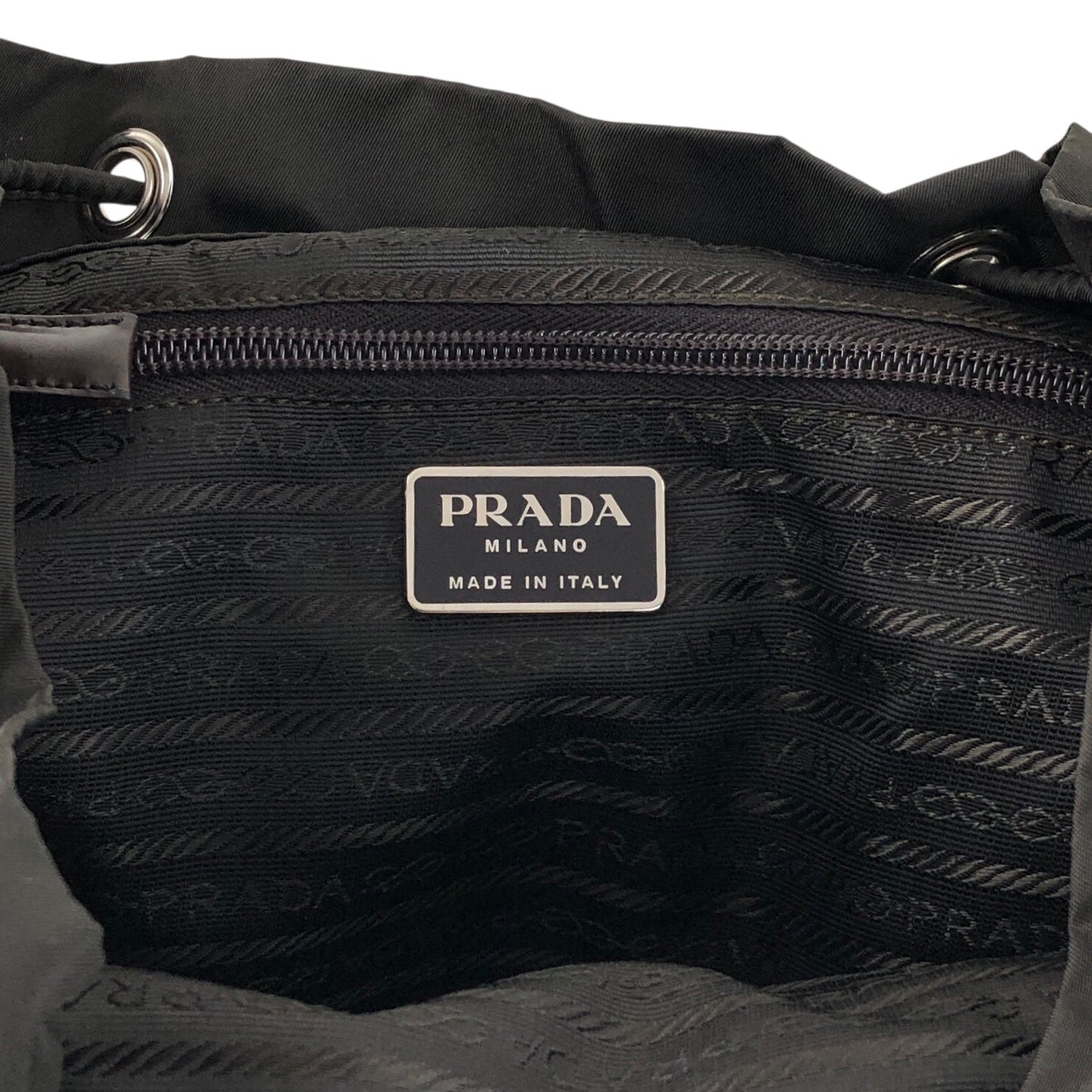 PRADA Tessuto Triangle Logo Double Pocket Backpack Khaki Vintage kyhxt3