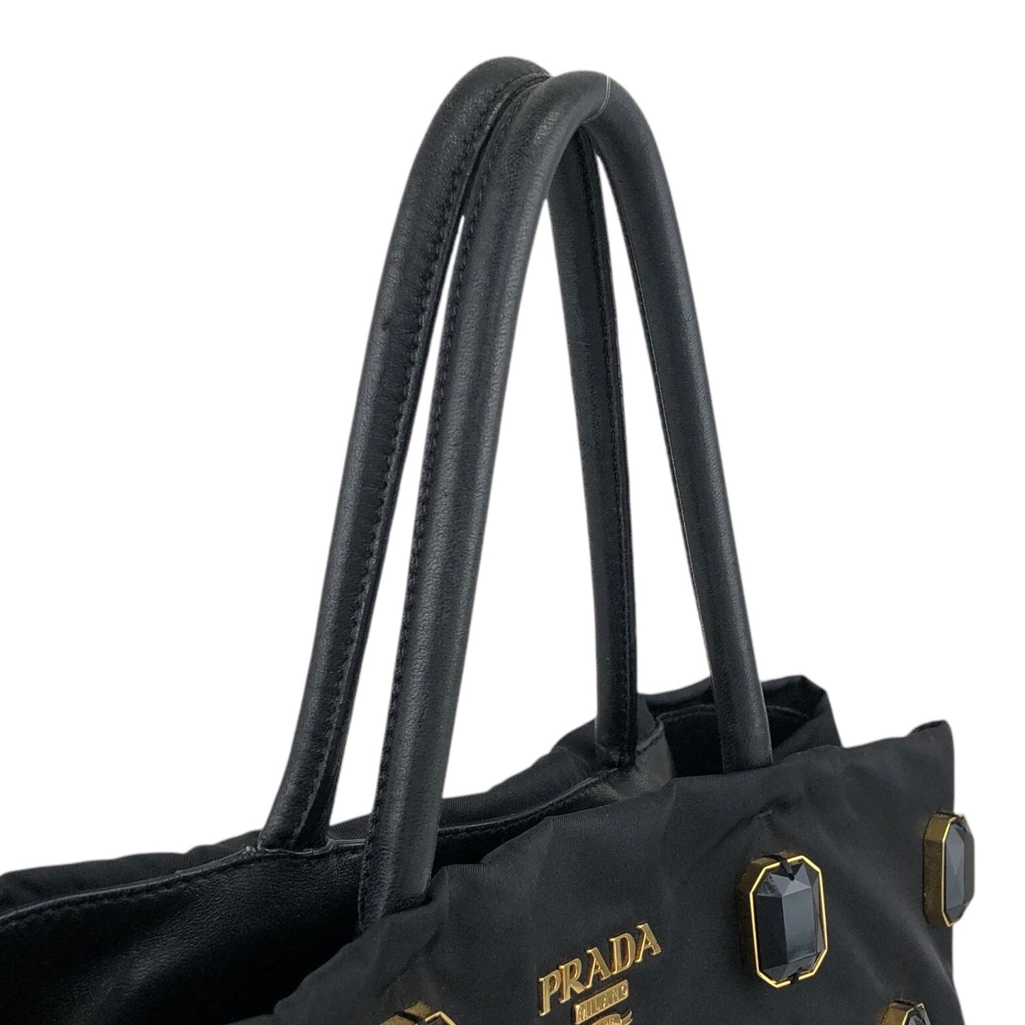 PRADA Logo Shoulder bag Totebag Black Vintage autmuy