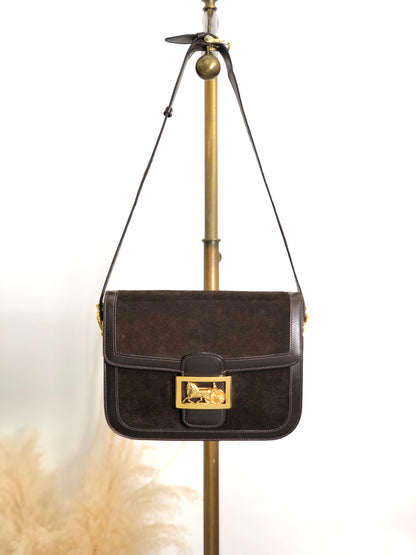 CELINE Horse Carriage Shoulder bag Brown Vintage 8kncfy
