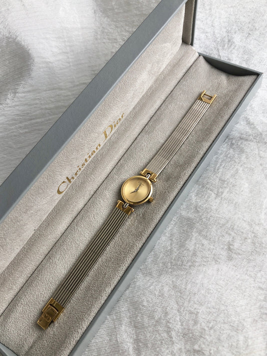 Christian Dior Quartz Watch Silver×Gold 3025 Vintage mw5525