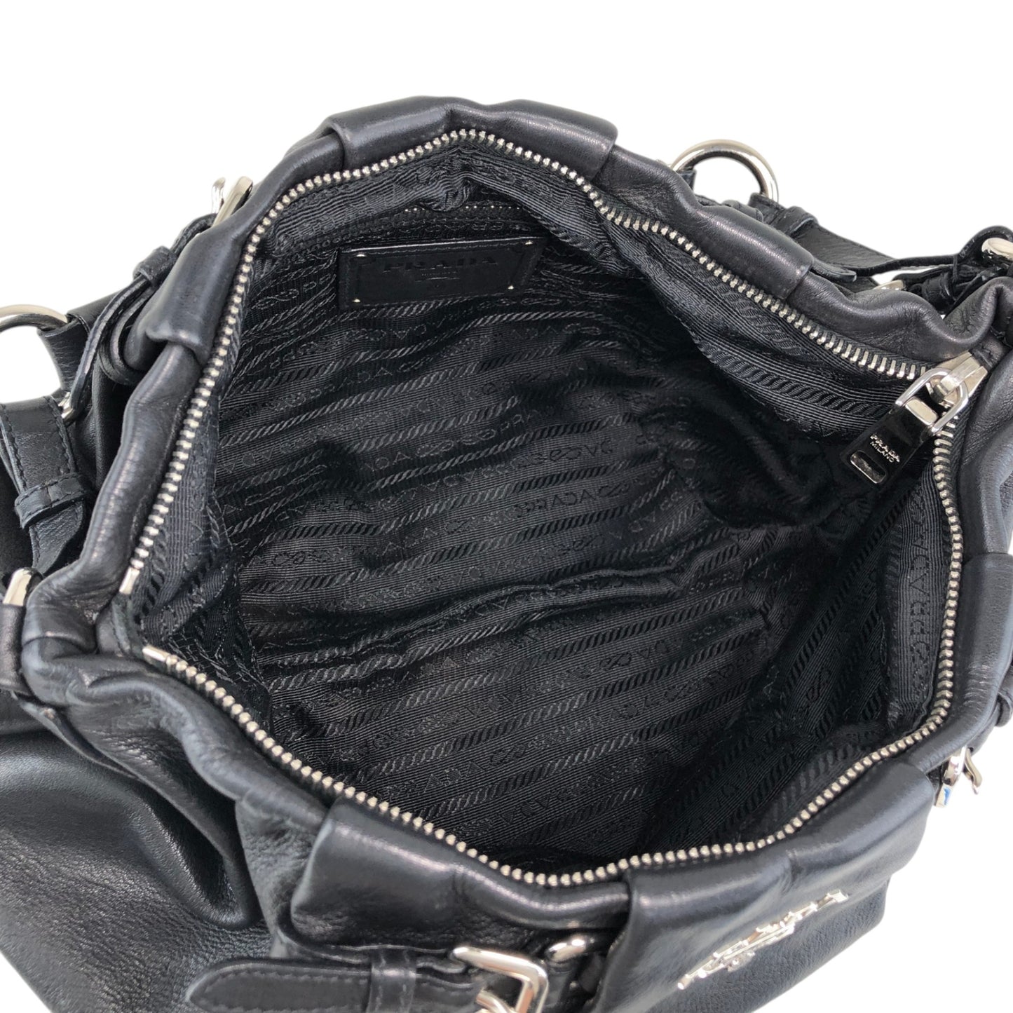 PRADA Logo Shoulder bag Black Vintage en8d2i