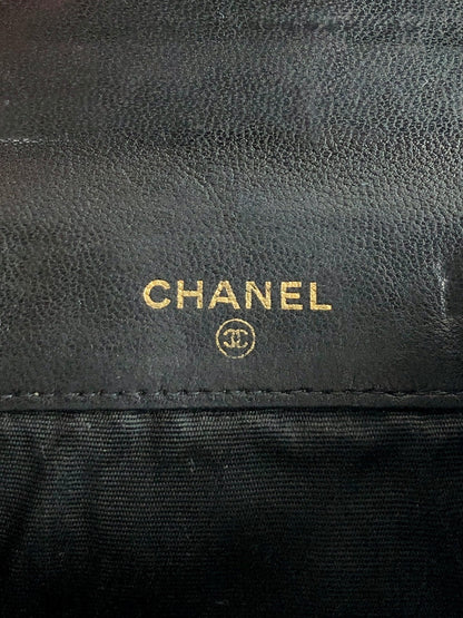 CHANEL Coco Mark Coin Purse Black Vintage 3eyput