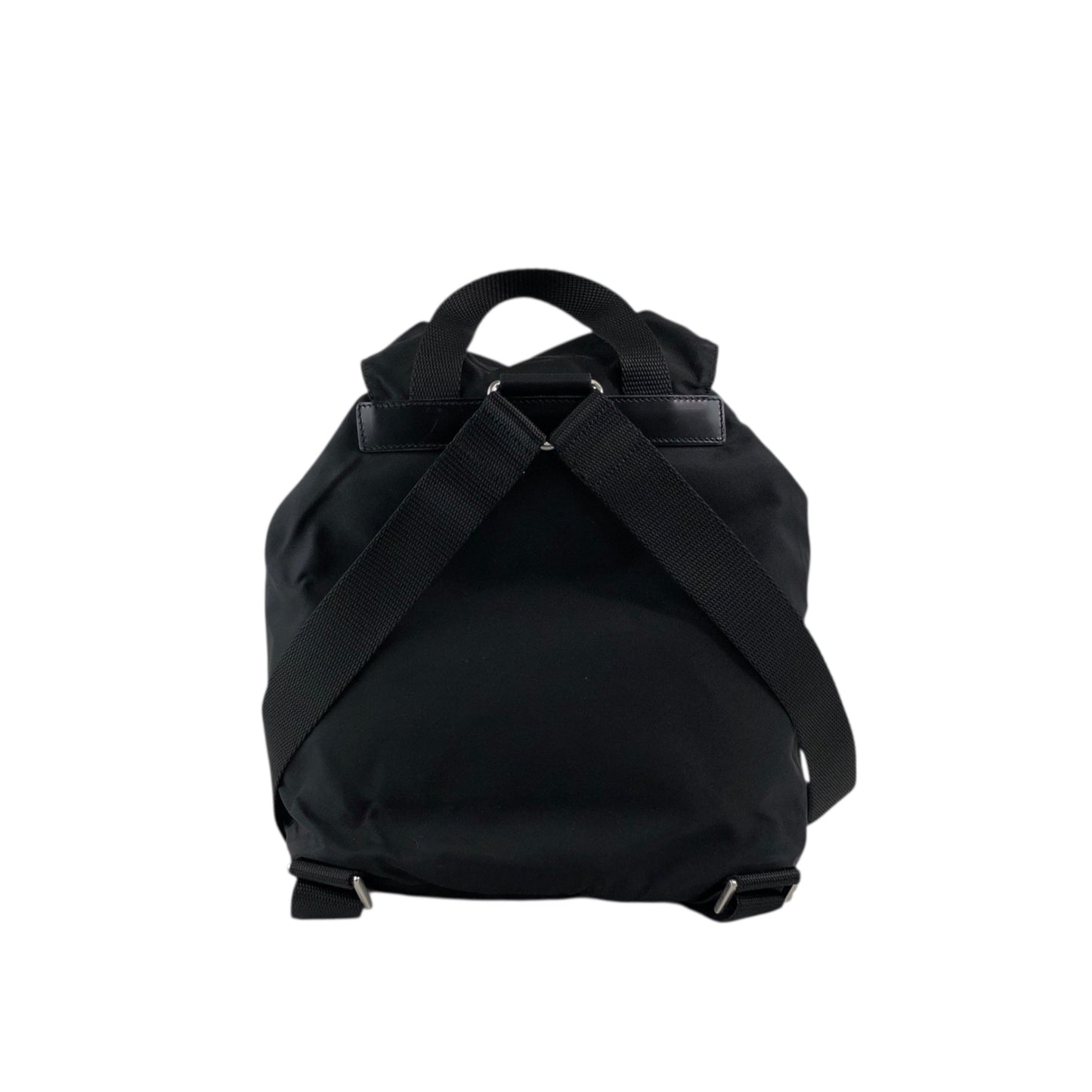 PRADA Tessuto Triangle Logo Double Pocket Backpack Black Vintage 5emm2a