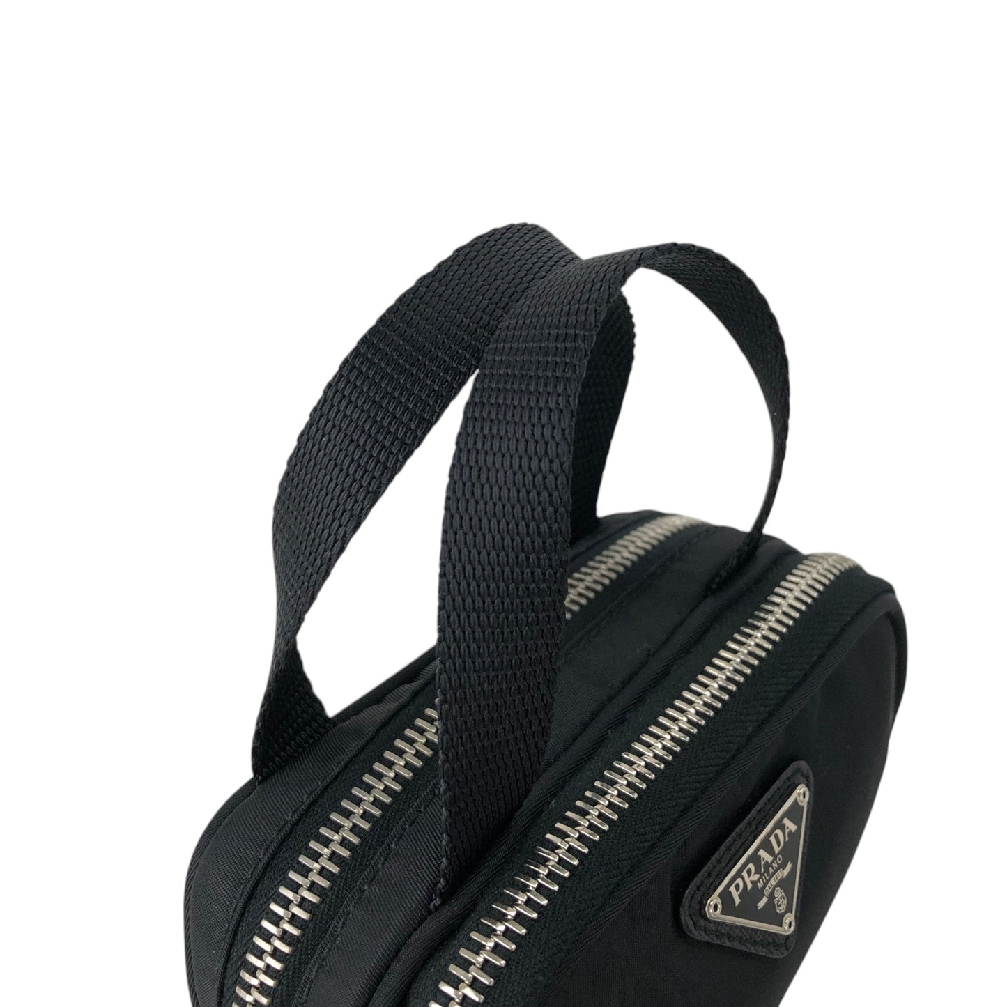PRADA Tessuto Triangle Logo Small Handbag Pouch Black 1N1346 Vintage ntidxe
