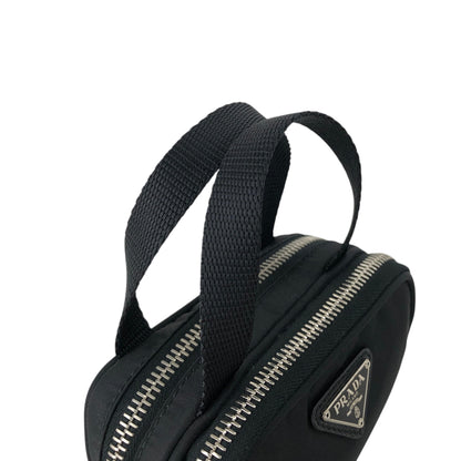 PRADA Tessuto Triangle Logo Small Handbag Pouch Black 1N1346 Vintage ntidxe